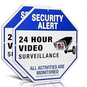 2-Pack Security Camera Sign Video Surveillance Outdoor UV Yard Safety Protection